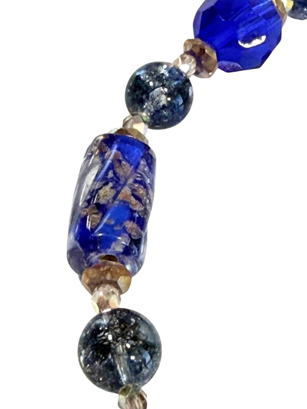 Cobalt Blue Glass Bead Necklace 28" Toggle Clasp Handmade Jewelry Statement - Picture 7 of 7
